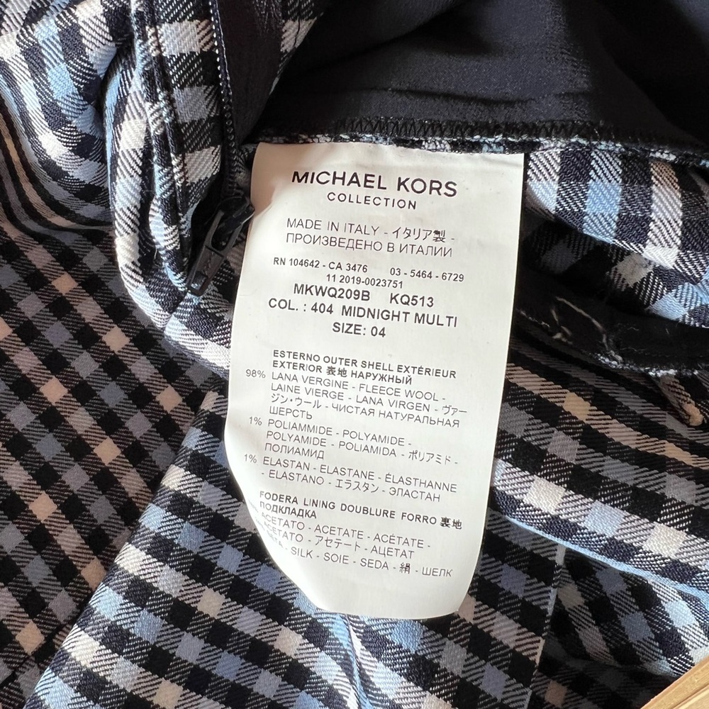 Michael Kors Collection High Waist Gingham Blue White Check Plaid Tailored Pants - Picture 7 of 16